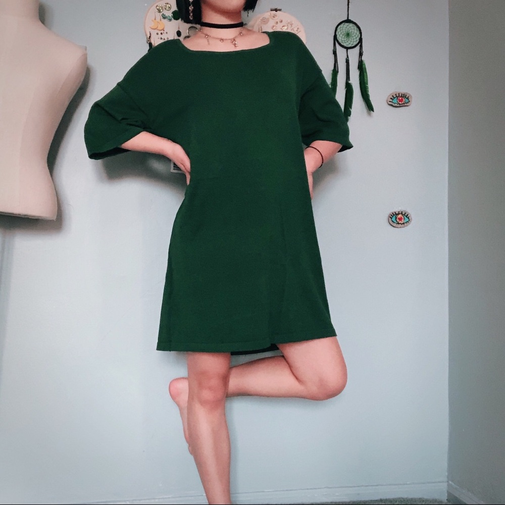🌟 Knit Vintage square Neck Short Sleeve Dress🌟